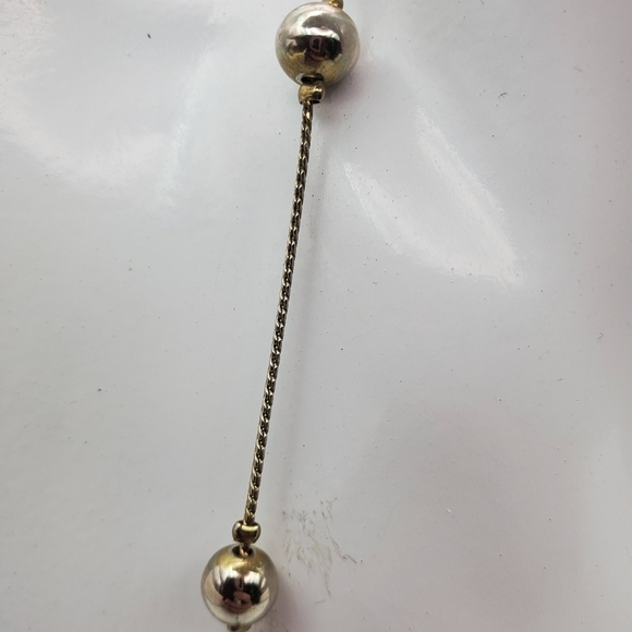 Silver tone ball beaded floating‎ necklace N2427 - Picture 3 of 5